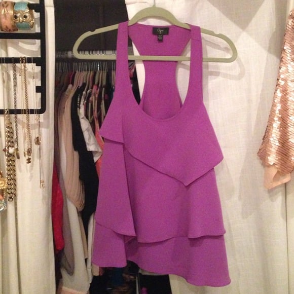 Cupcakes & Couture — Aqua lavender tiered ruffle tank - size small