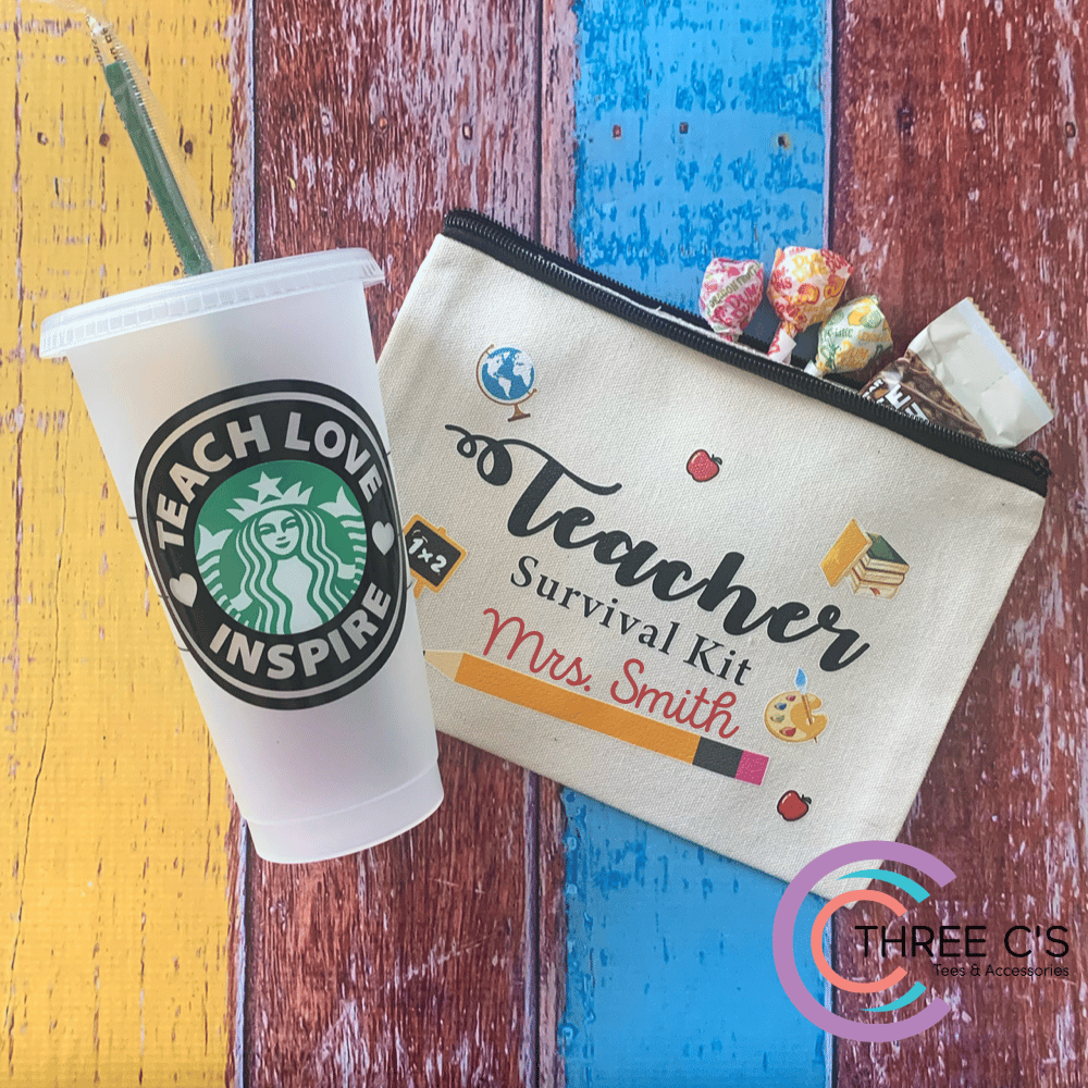 Teacher Appreciation Gift Set, Starbucks Tumbler + Wine Glass +