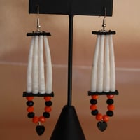 Image 2 of Black & Orange Dentalium Earrings