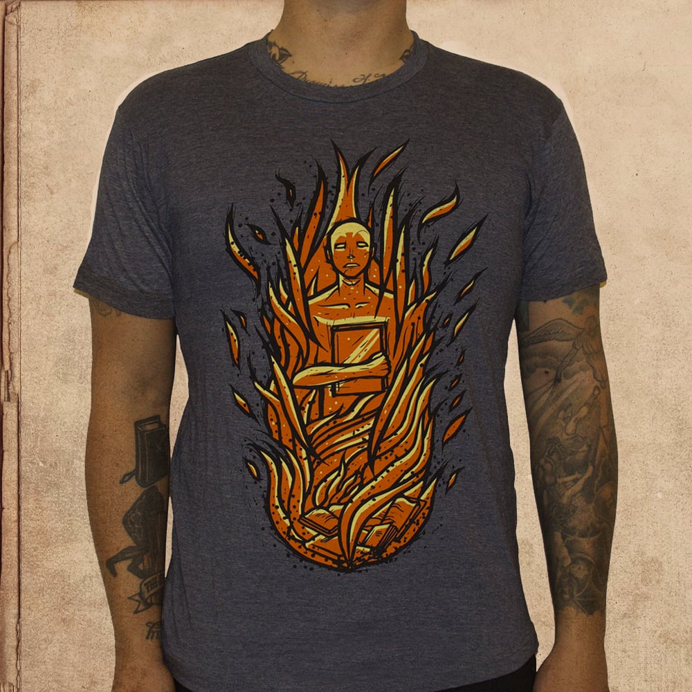 Image of Fahrenheit 451 -heather blue - discharge ink