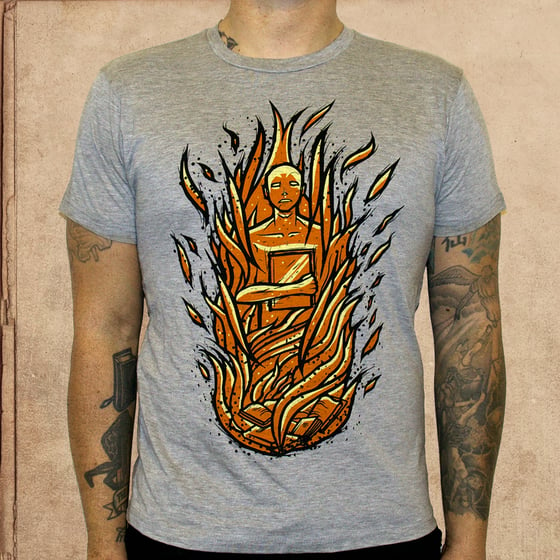 Image of Fahrenheit 451 -heather grey - discharge ink - limited to 16