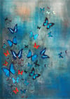 Lily Greenwood Signed Giclée Print - Butterflies on Blue - A2 - Limited Edition