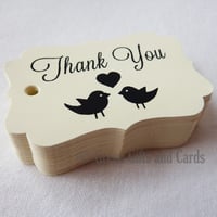 Image 2 of 100 Small Light Cream Gift Tags, 'Love Birds'