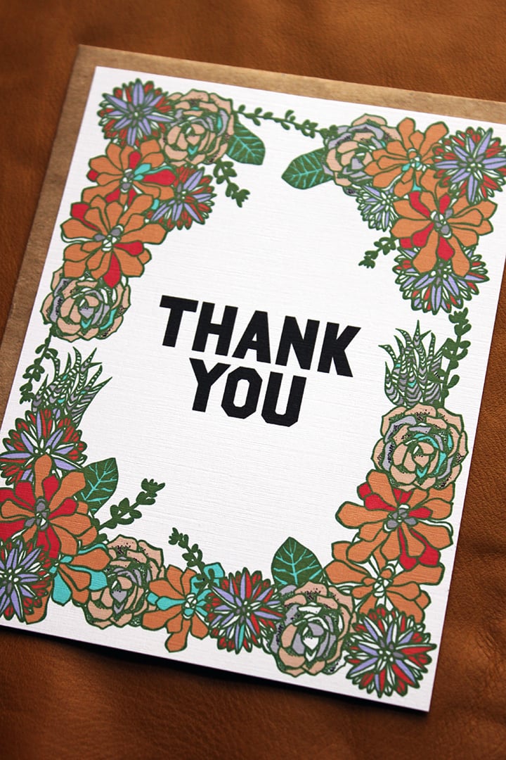 Succulent Thank You Flat Notes-set of 10