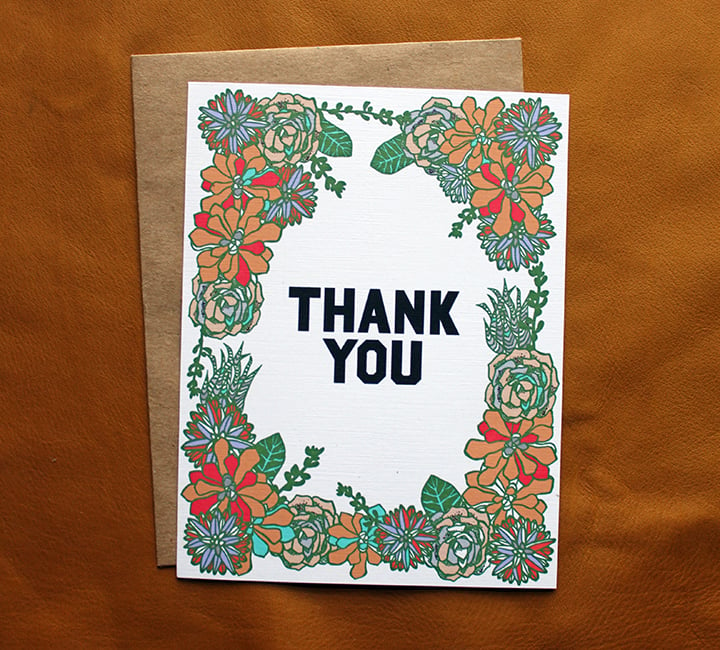 Succulent Thank You Flat Notes-set of 10