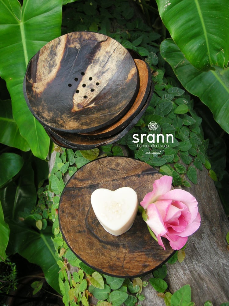 Image of Set of Natural Soap Dishes made from coconut shell