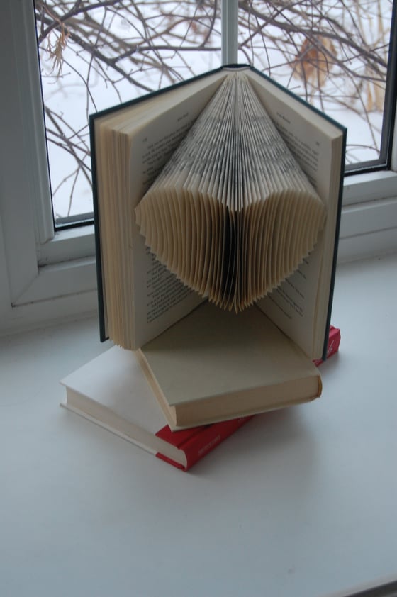 Image of upcycled folded heart shape book