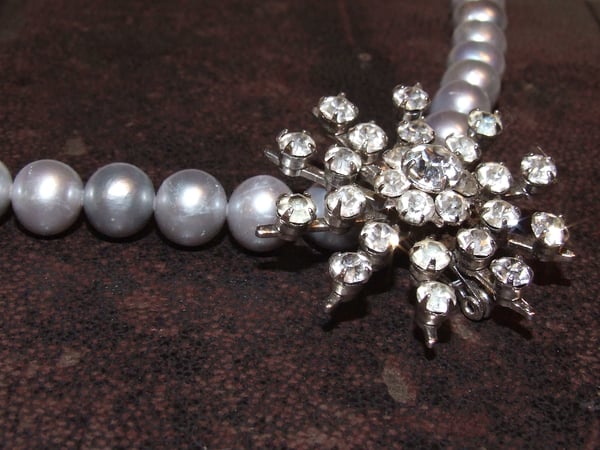 Ella Vintage Diamante Necklace with Fresh Water Pearls - Laura Pettifar Designs