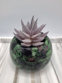Image 2 of Handmade Resin Bowl with Ruby Zoisite Crystals | Planter | Candle Holder - 3 Sizes