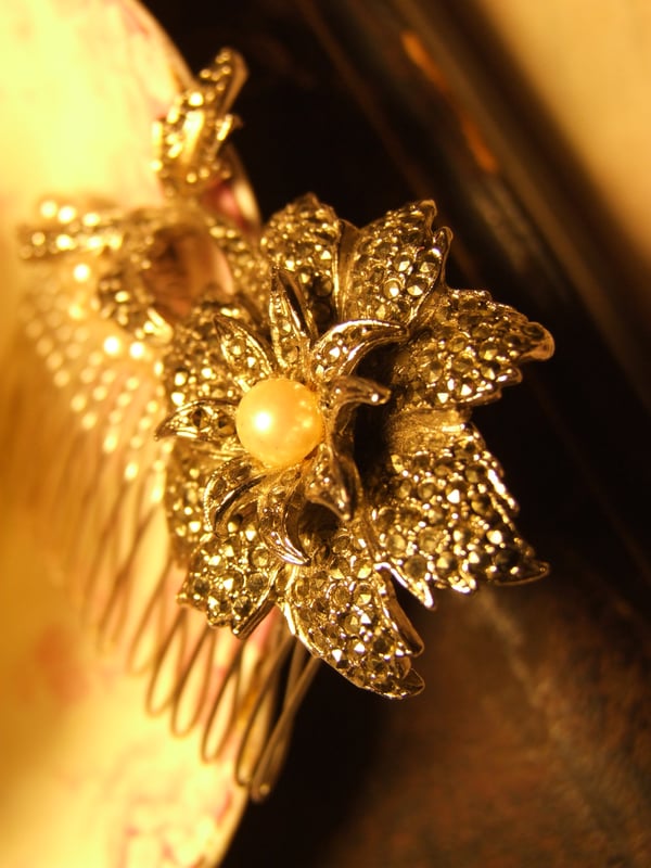 Evelyn Vintage Marcasite Bridal Comb - Laura Pettifar Designs