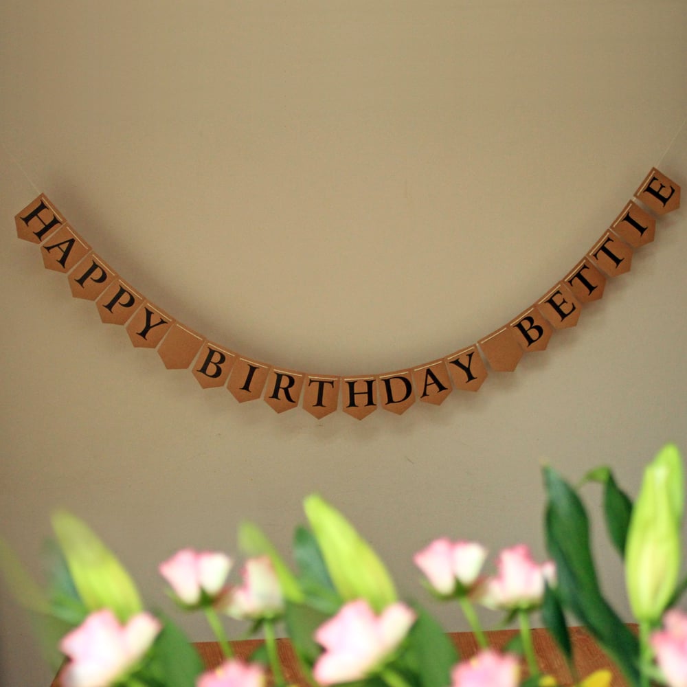 Image of Vintage Bespoke Brown Card Bunting 