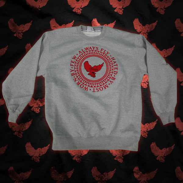 Image of Grey/Red Always Fly Crewneck Sweater