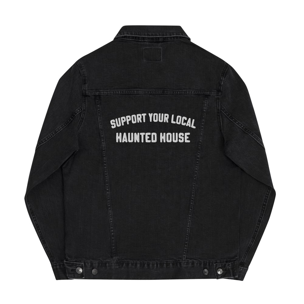 Image of Support Your Local Haunted House embroidered denim jacket