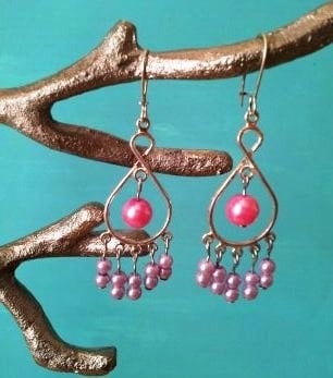 Image of PINK AND LAVENDER PEARL EARRINGS 