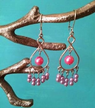 Image of PINK AND LAVENDER PEARL EARRINGS