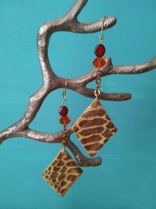 Image of ORANGE, RED, AND GOLD SNAKESKIN EARRINGS