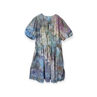 Image 1 of 2X/3X Plus 100% Cotton Eyelet Midi Dress in Muted Earth Tones Ice Dye