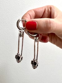 Image 10 of SAFETY PIN SKULL EARRINGS 