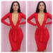 Image of Deep V Bodycon Dress with Ruffled Front