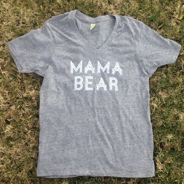 Image of Adult "Mama Bear" V- Neck Grey T