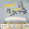 Cute Owl on Branch with Custom Name Wall Decal