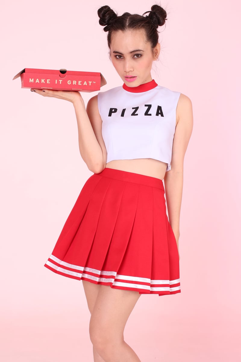 Made To Order Team Pizza Cheer Set Top And Skirt Glitters For Dinner