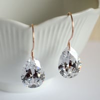 Image 2 of Large pear cubic zirconia earrings