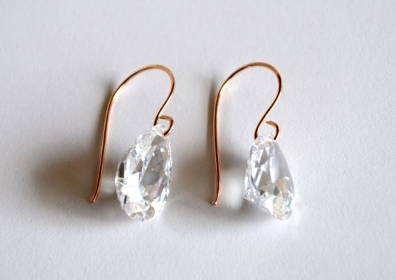 Image of Large pear cubic zirconia earrings