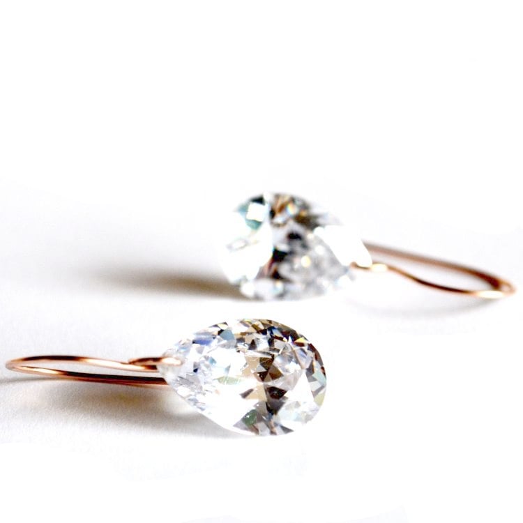 Image of Large pear cubic zirconia earrings