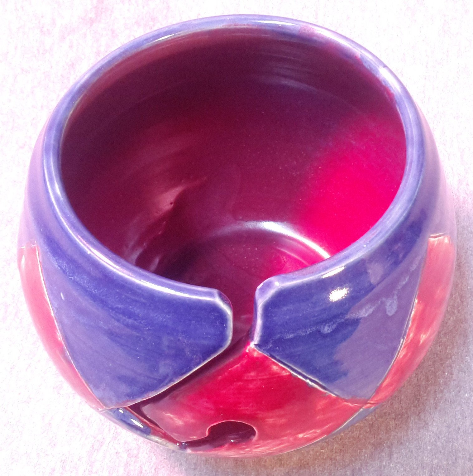 Image of Argyle Yarn Bowl: Red and Blue