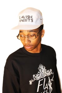 Image of White Lavish Habits 5 Panel Hat 