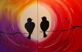Couples Painting Kit (Love Birds) / Art Worthy Houston
