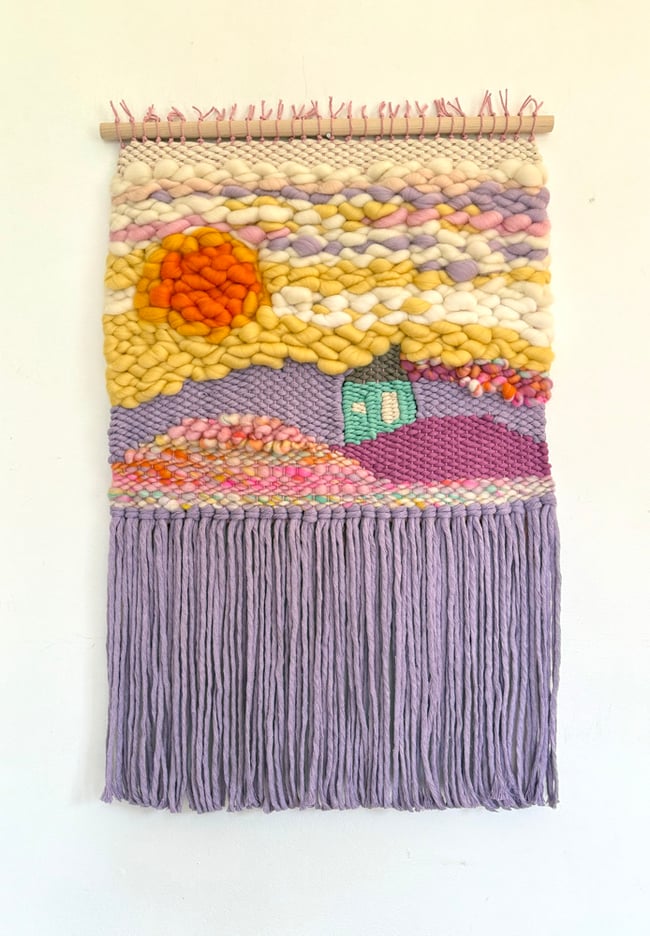 Lavender sunset. Woven wall hanging