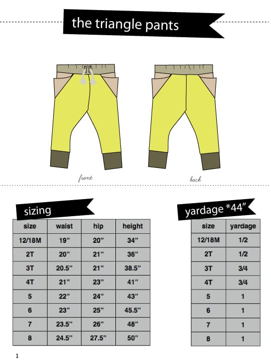 Image of the TRIANGLE pants 18M to 8 PDF pattern