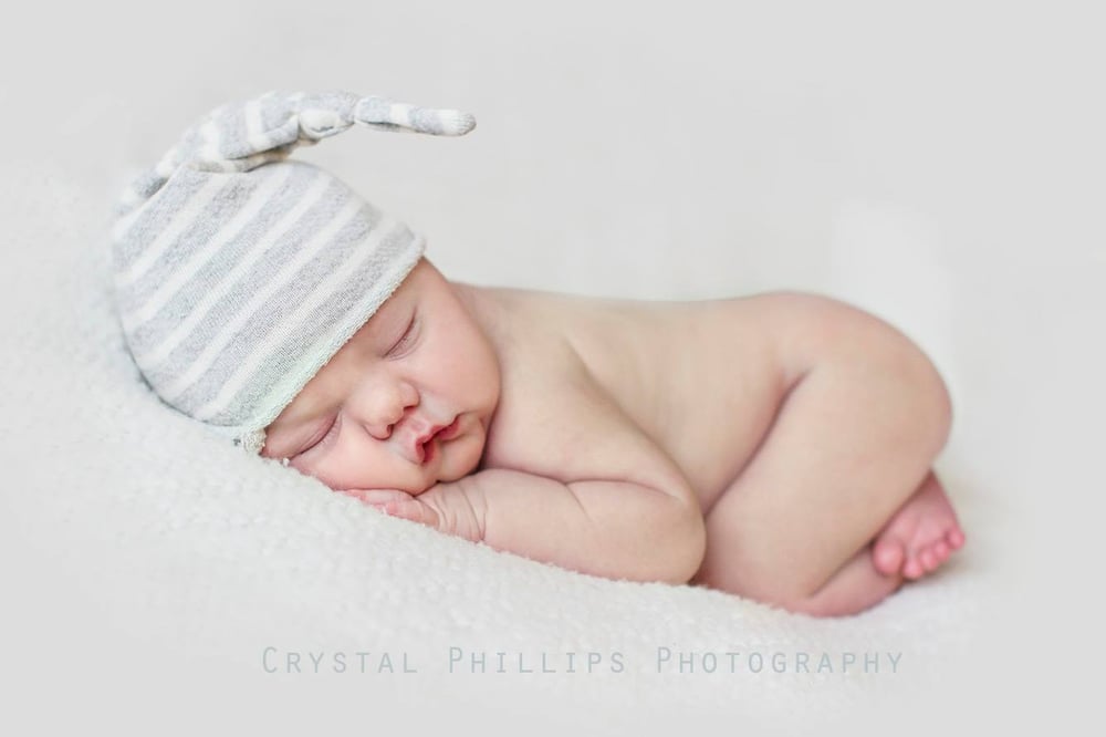 Image of Gray/White stripe Knot Stocking Cap