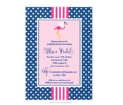 Image of Preppy Party - Shower - Bridal - Baby Invitations - Set of 15 - Flamingo with Pearls and Polka Dots