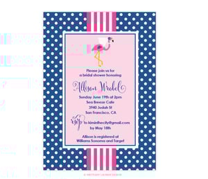 Image of Preppy Party - Shower - Bridal - Baby Invitations - Set of 15 - Flamingo with Pearls and Polka Dots