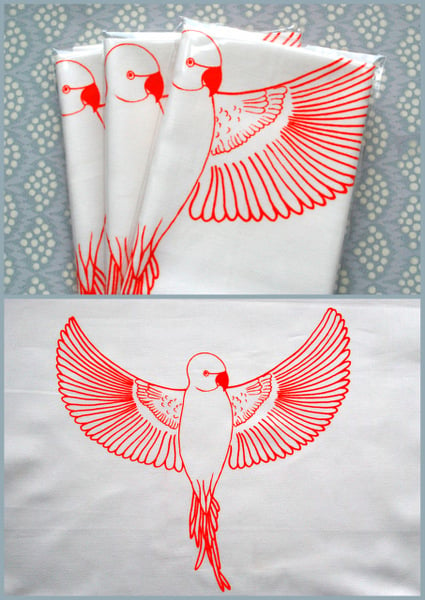 Image of Tryk til broderi, fugl - screenprint for embroidery, bird