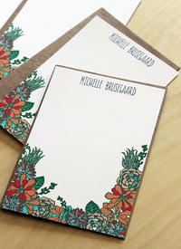 Image 1 of Set of 10 personalized flat notes- Succulents