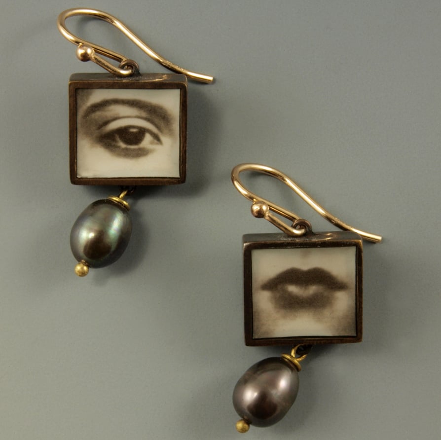 Image of Eye & Mouth Square Photo Earrings