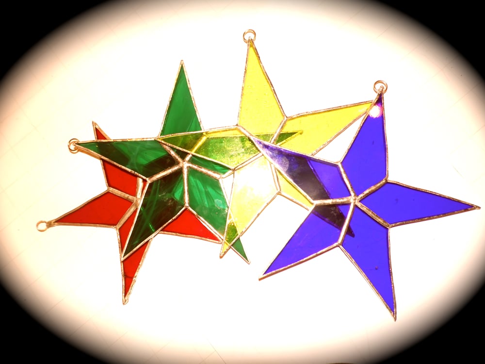 Image of Sets of 3 Stars #2-stained glass
