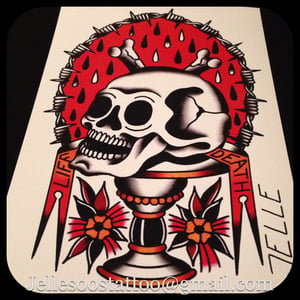 Image of Life and death skull print