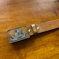 Image 1 of PLAIN BELT WITH LEATHER BUCKLE