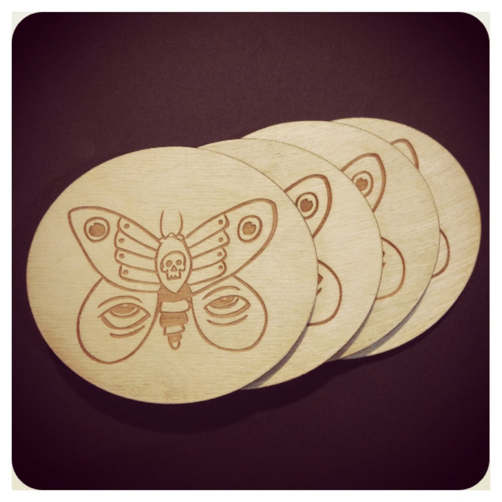 Image of The Deadly Butterfly Coaster Set by Smuttywood