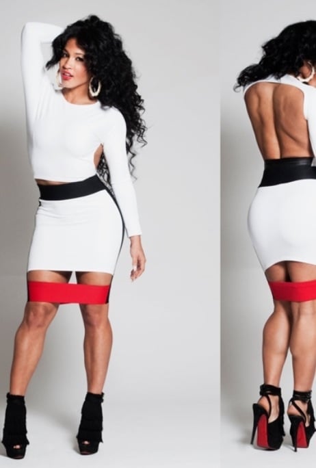 Image of White/Red/Black Open Front - Backless Bodycon Dress