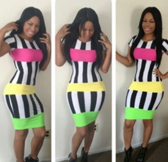 colorful striped bodycon dress