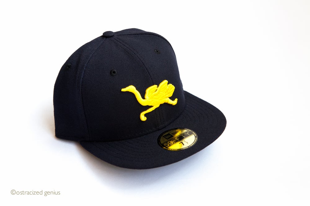 Image of OG Mascot Fitted (navy w/gold logos)