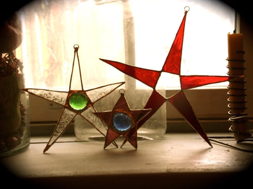 Image of Sets of 3 Stars#1-stained glass
