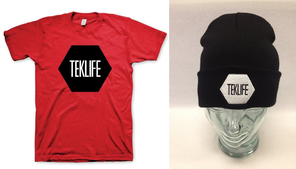 Image of Red American Apparel Teklife Shirt + Black Teklife Beanie