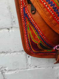 Image 2 of Leather Saddle Bag with embroidery